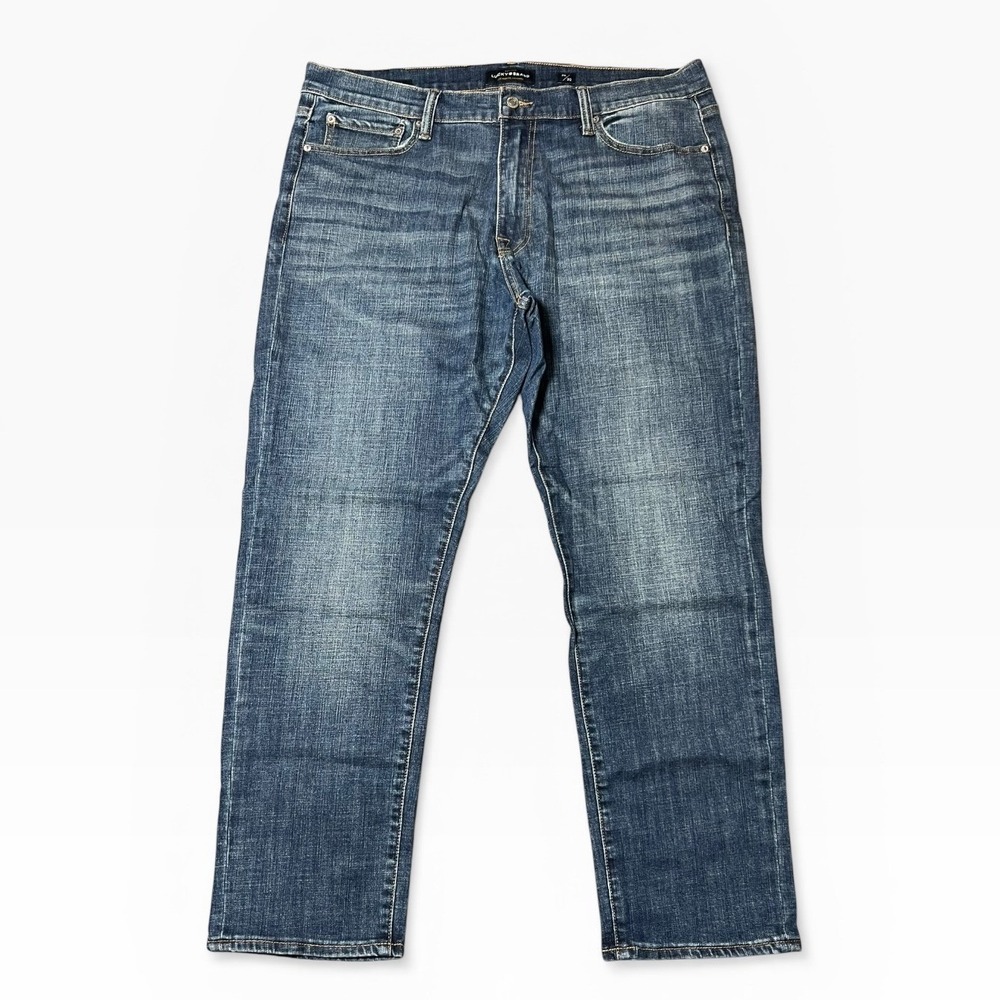 Lucky Brand 410 Athletic Slim‎ Mens Jeans 38x30 Blue Denim Stretch Western Stack